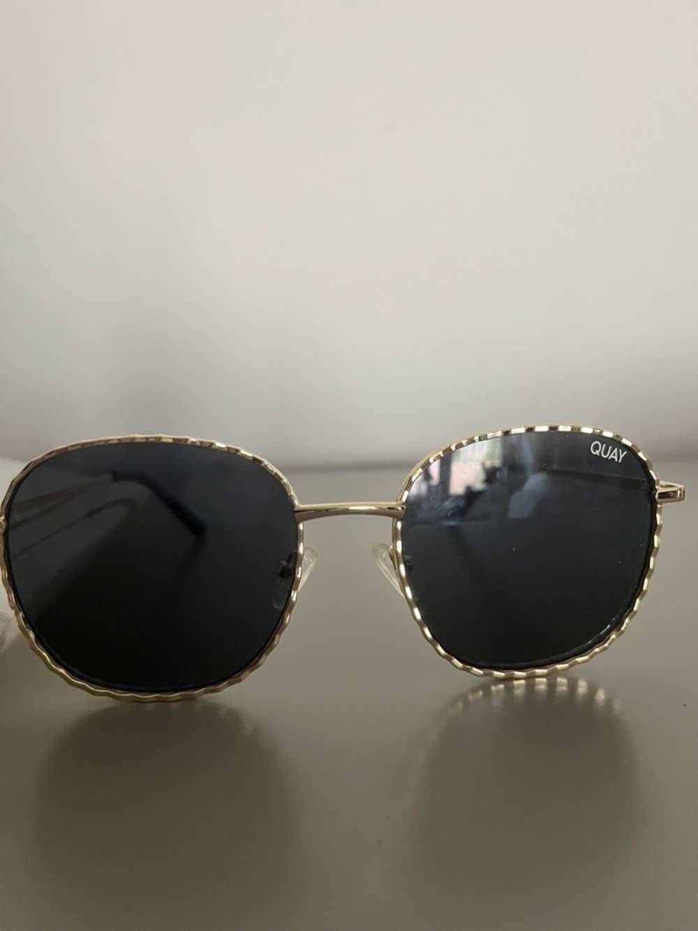 Quay Australia Gold Frame Black Lens Women's Sunglasses